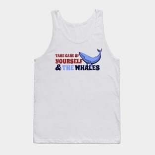 Save the Whales and Take Care of Yourself Groovy Retro Wavy Tank Top